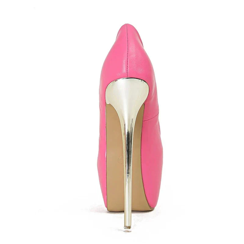 Runway Style Fashion Metal Thin High Heels Stripper Pole Dance Shoes Sexy Slingback Shallow Round Toe Platform Pumps Women-Dollar Bargains Online Shopping Australia