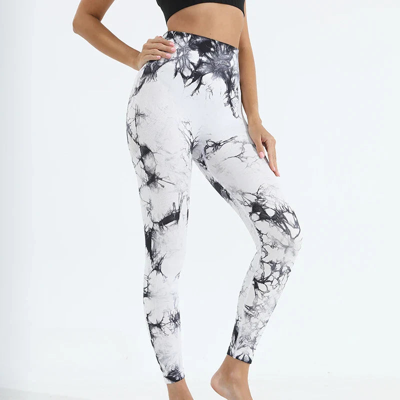 Women Tie dye Gym Leggings Seamless Push Up Booty Pants Scrunch Sports Fitness High Waist Workout Yoga