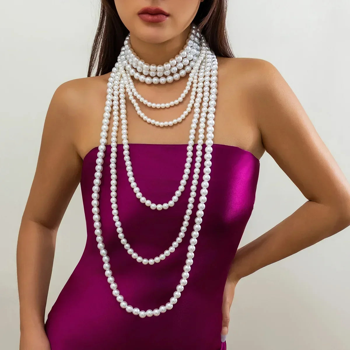 Pearl Multi-layered Women's Necklace Exaggerated Fashion High Street Club Party Banquet Necklace For Women Jewelry-Dollar Bargains Online Shopping Australia