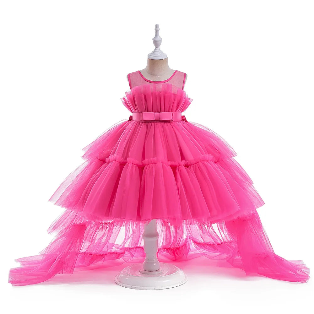 Baby Girl Tulle Trailing White Baptism Dresses Princess Bow Party Wedding Birthday Bridesmaid Dress First Communion Gown-Dollar Bargains Online Shopping Australia
