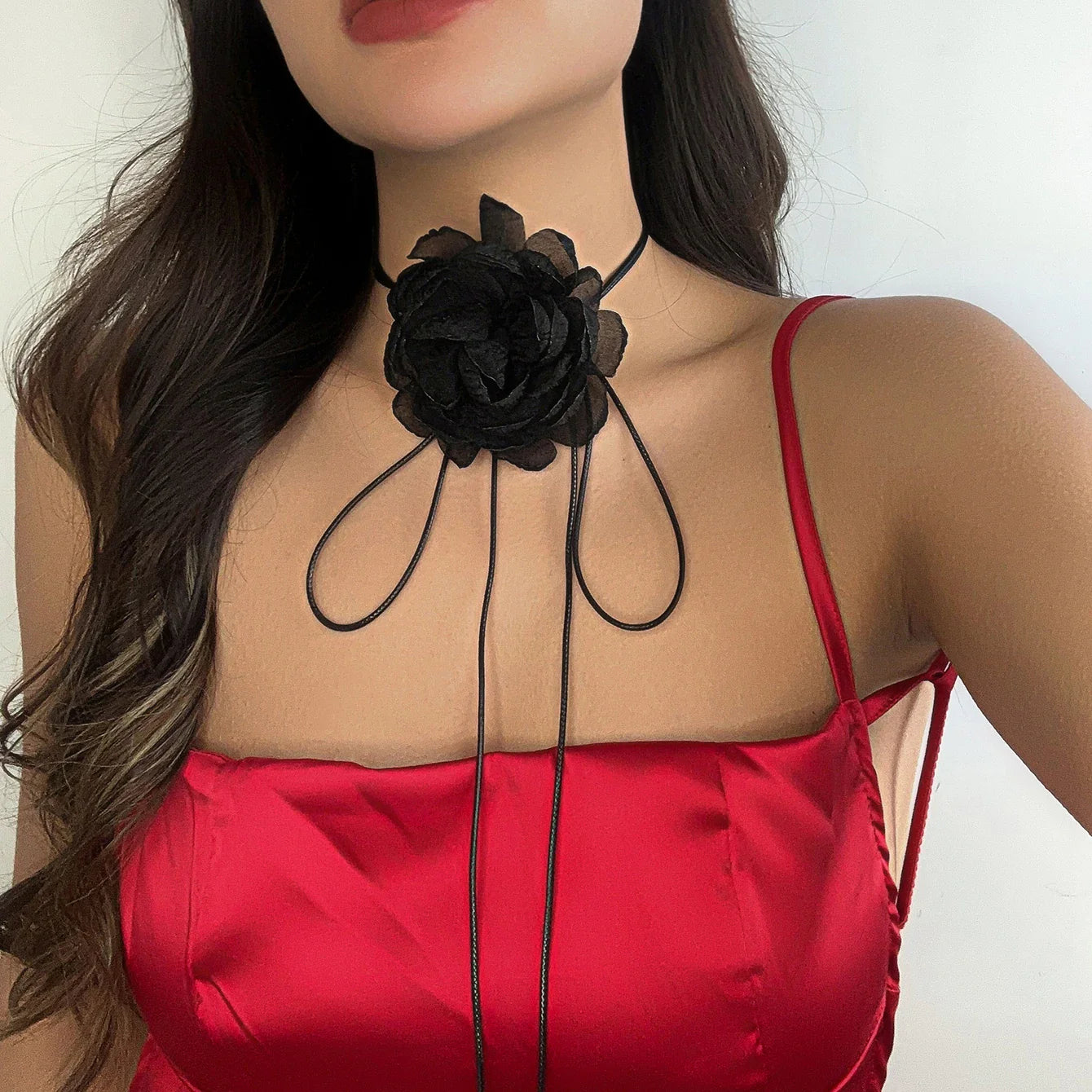 Romantic Gothic Big Rose Flower Clavicle Chain Necklace for Women Ladies Korean Fashion Adjustable Rope Choker Y2K Accessories-Dollar Bargains Online Shopping Australia