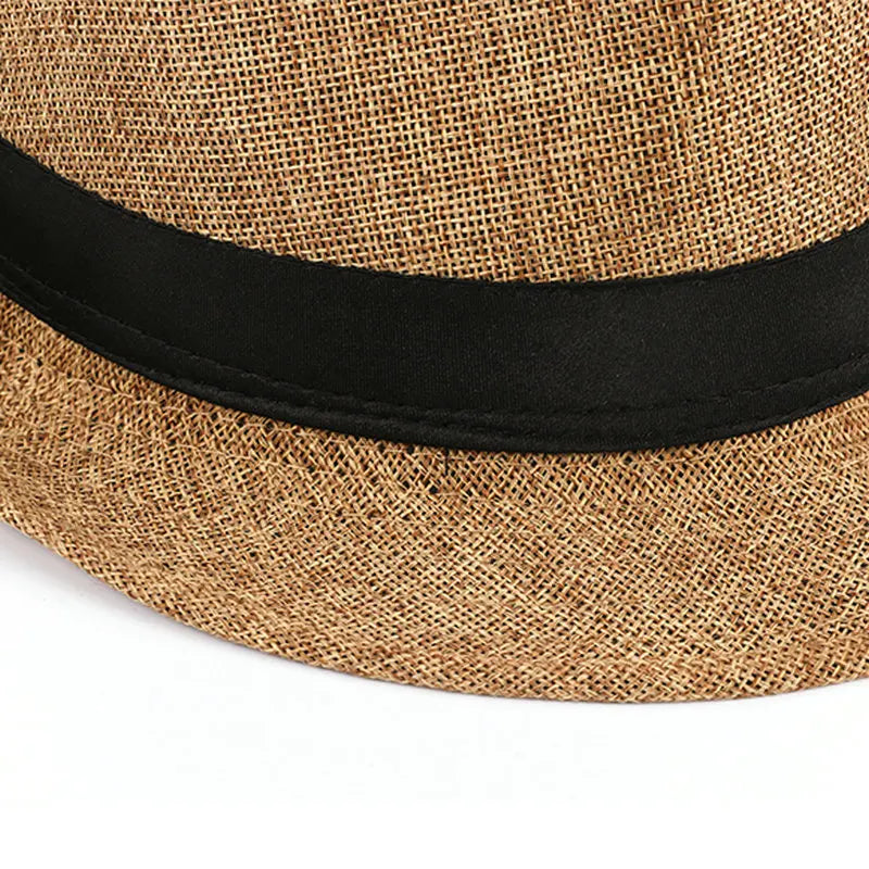 Men's Fedora Jazz Cotton Linen Solid Color Hat Summer Retro Bowler Hats Unisex Outdoor Chapeau  Bowler Hats Beach Cap