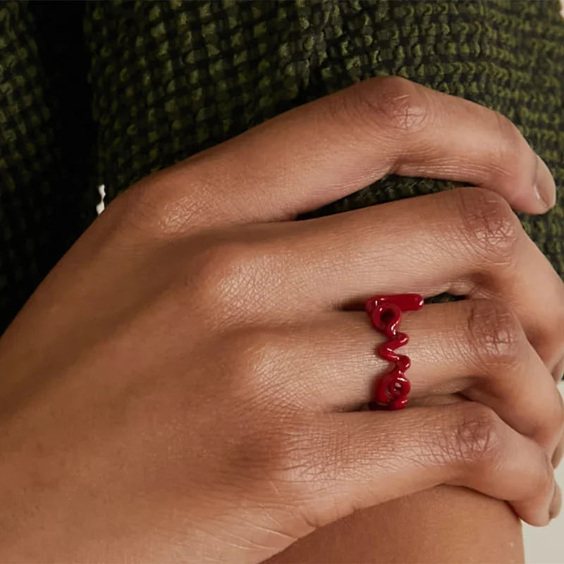 CANNER Red LOVE Letter Rings For Women Charming Colors Enamel Dripping Oil Rings For Lovers Ins Valentine's Day Anillos Jewelry-Dollar Bargains Online Shopping Australia