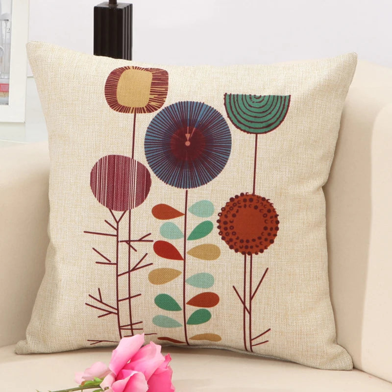 Fashion Cotton Linen Flower Pattern Throw Pillow Case Cushion Cover Seat Car Home Decor Sofa Bed Decorative Pillowcase