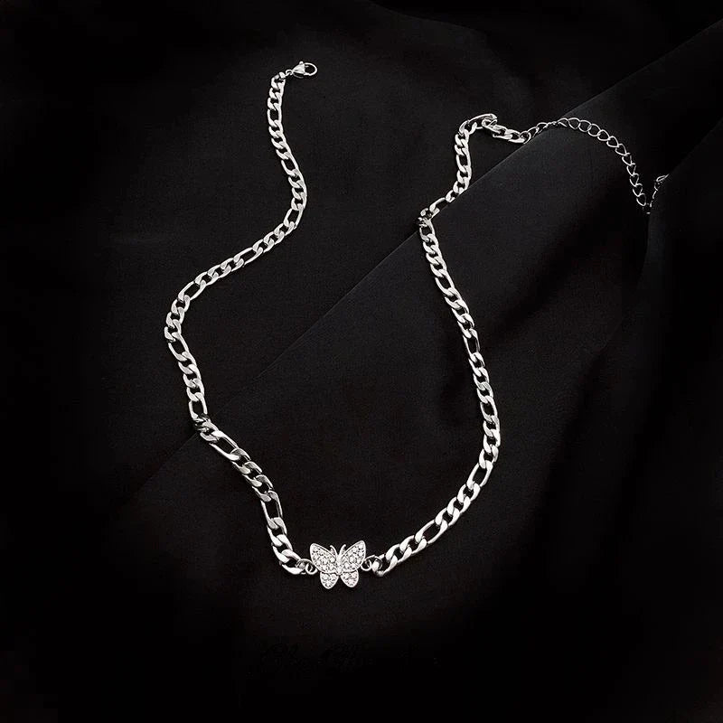 Simple Hip Hop Butterfly Tassel Choker Necklace For Women Teens Girls Punk Link Chain Necklace Party Daily Fashion Jewelry-Dollar Bargains Online Shopping Australia