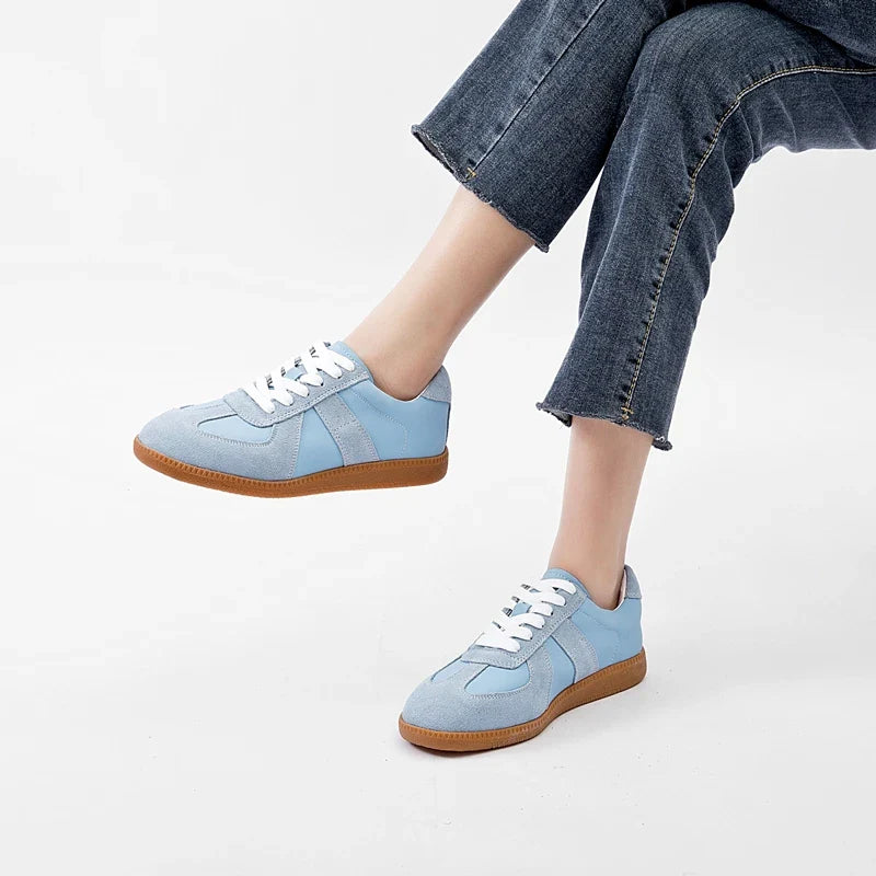 Women's Sneakers  Genuine Leather Ladies Moral Training Shoes Casual Spring Flat Shoes Women
