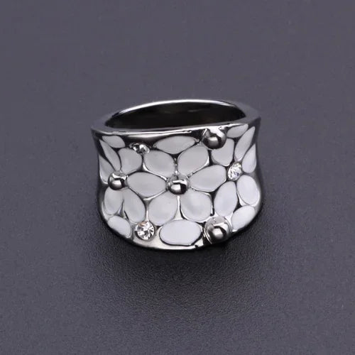 Temperament Wedding Jewellery Fashion Flower Oil Dripping Ring for Women-Dollar Bargains Online Shopping Australia