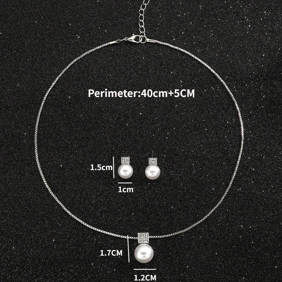 Fashion Women Elegant Pearl Necklace Earrings Rhinestones Geometry Necklaces Bride Wedding Party Jewelry Set Gifts New-Dollar Bargains Online Shopping Australia