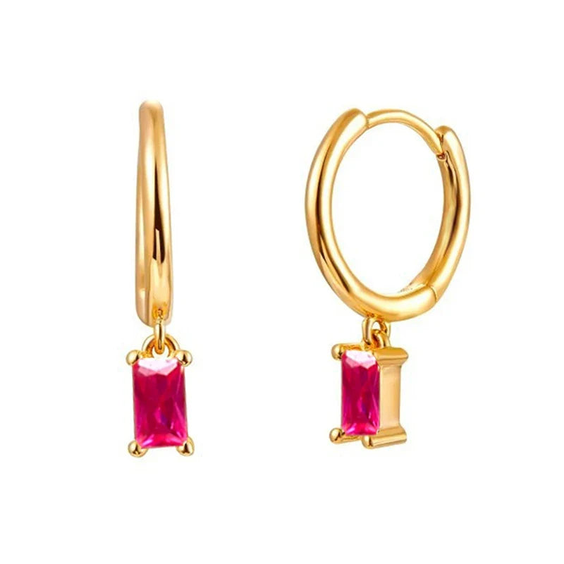 Gold Filled Stud Earrings Set For Women Ear Cuffs Colorful Zircon Dangle Hoop Earrings Fashion Party Jewelry-Dollar Bargains Online Shopping Australia