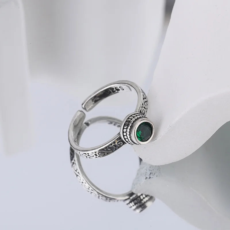 Sterling Silver Green Zircon Woman Rings Luxury Jewelry Accessories-Dollar Bargains Online Shopping Australia