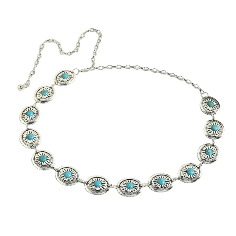 Chain Belt Women Waist Chain Jean Belt Belly Chain For Dress Western Turquoise Belt Turquoise Waist Chain-Dollar Bargains Online Shopping Australia
