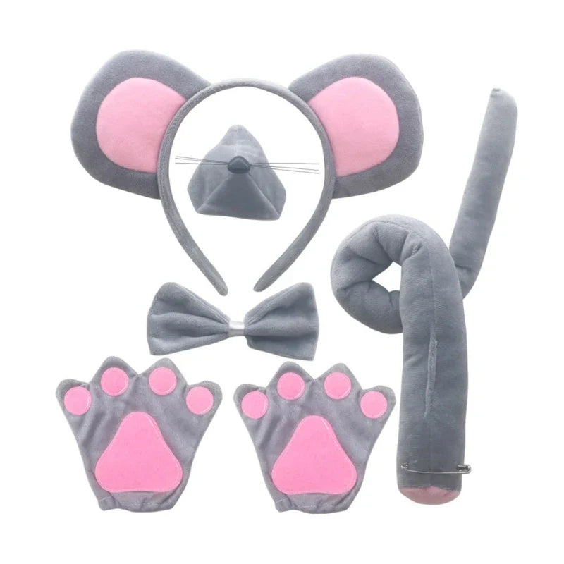 Mouse Costume for Kids-Mouse Ears Headband Tail Bowtie Tail Nose Gloves Tutu Skirt Animal Cosplay Accessories-Dollar Bargains Online Shopping Australia