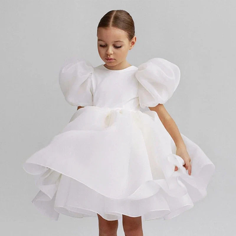 Child Evening Flower Pageant Vestidos Girls Princess Dress Lace Tulle Wedding Party Formal Bridesmaid Tutu Fluffy Prom Gown-Dollar Bargains Online Shopping Australia