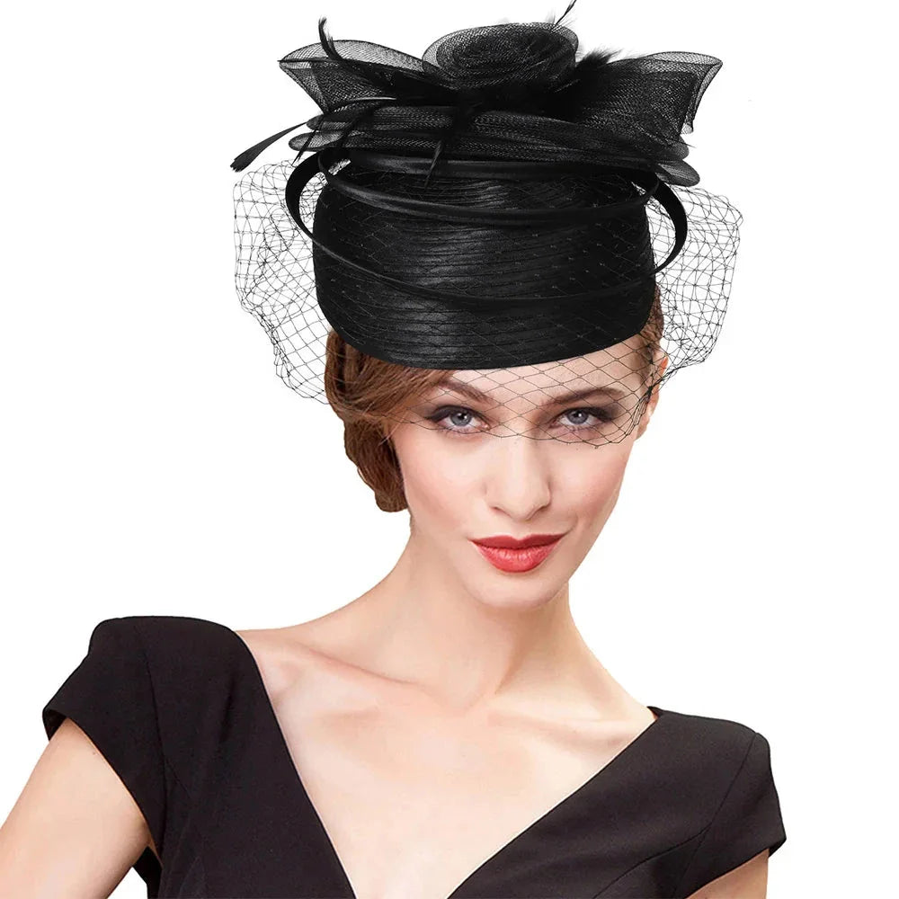 Wedding Church Red Hats Fascinators For Woman With Feather Veil Cocktail Party Headdress Lady Elegant Kentucky Derby Cap-Dollar Bargains Online Shopping Australia