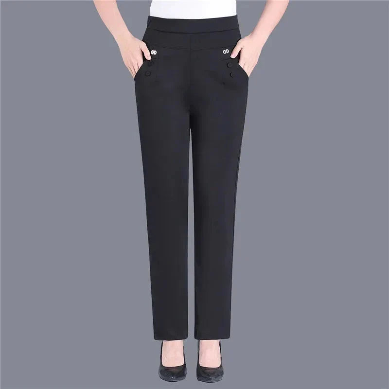 Women Thin Candy Colors Stretch Classic Pants Straight Trousers Mother Casual High Waist Pantalones Slim Ankle-Length Pants-Dollar Bargains Online Shopping Australia