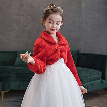 Girls Plush Jacket Keep Warm Little Princess Cloak Long Sleeve Shawl Christmas Birthday Party New Kids Clothes-Dollar Bargains Online Shopping Australia