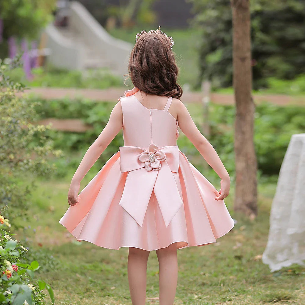 Flower Girl Children Princess Evening Party Prom Bow Green Wedding Bridesmaid Summer Dress Ball Gown