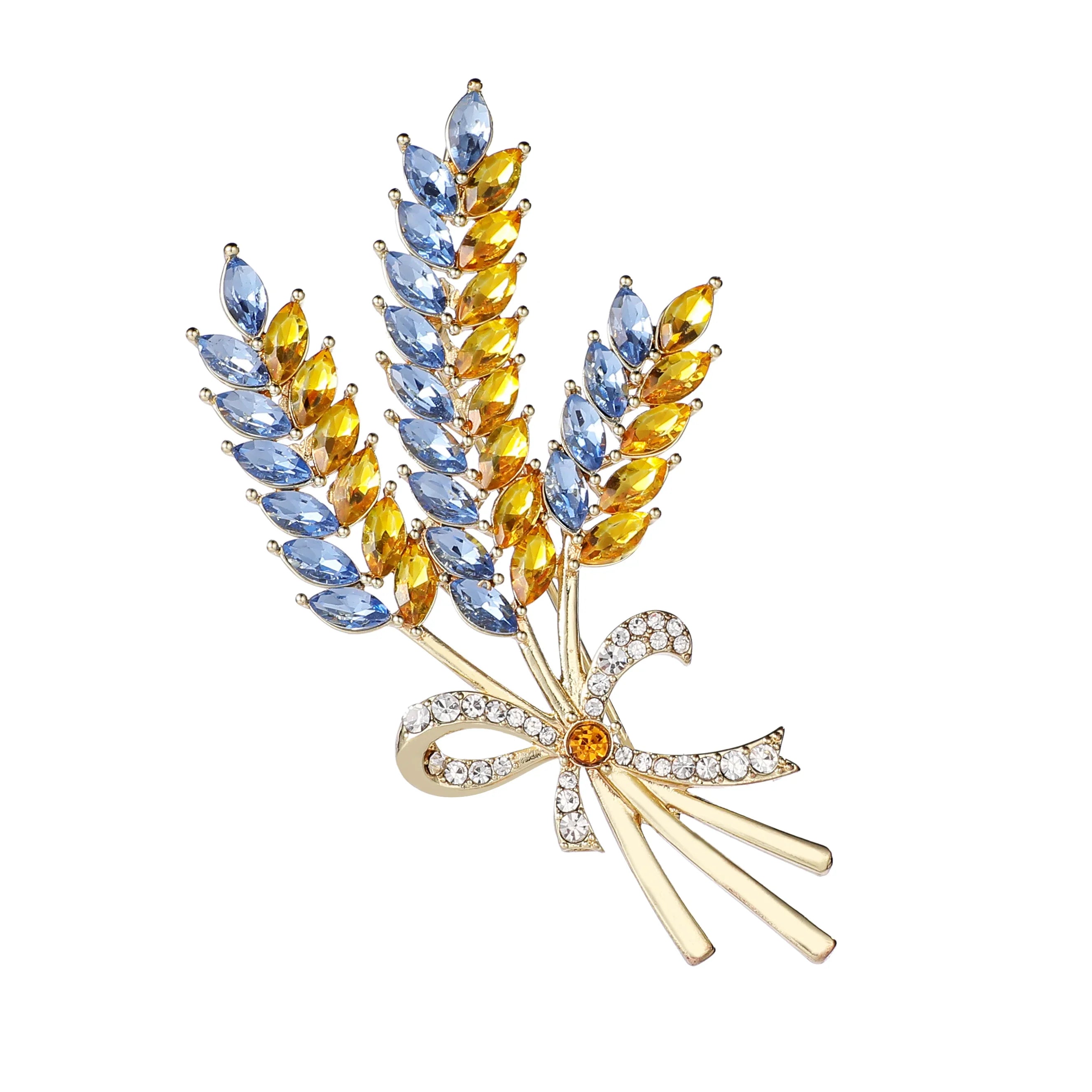Brooch Men Women Meaningful Wheat Flag Rhinestone Badge Delicate Gift For New Year-Dollar Bargains Online Shopping Australia