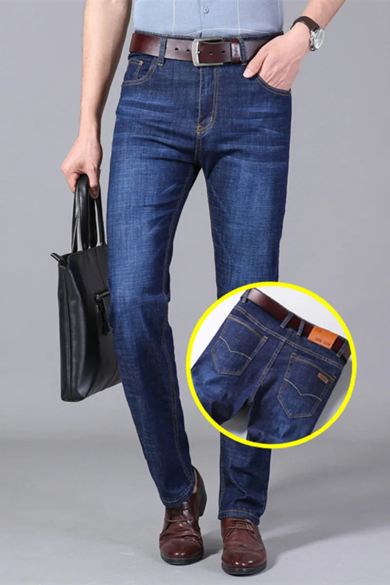 Men's Jeans Summer Thin Pants Straight Blue Jean Baggy Casual Work Denim Pant High Elasticity Wide Leg Business Male-Dollar Bargains Online Shopping Australia