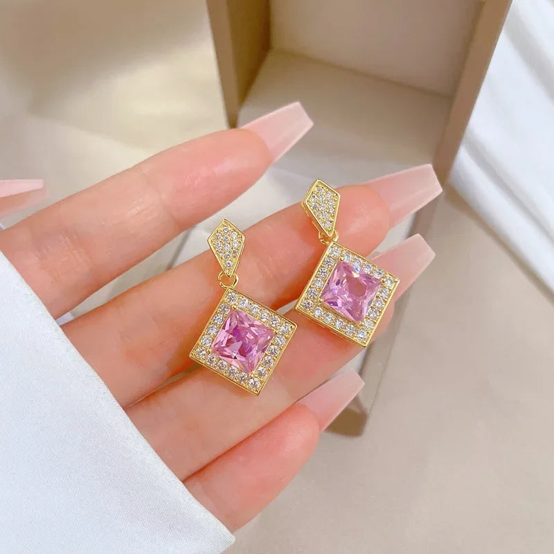 Exquisite Geometry Square Necklace Earrings Bracelet Jewelry Set Charm Ladies Jewelry Fashion Bridal Accessory Set Romantic Gift-Dollar Bargains Online Shopping Australia