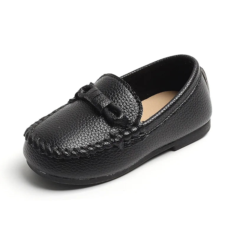 Boys Leather Shoe Black White for School Party Wedding Kids Formal Flat Loafers Slip-on Soft Loafers Child Shoes Moccasins