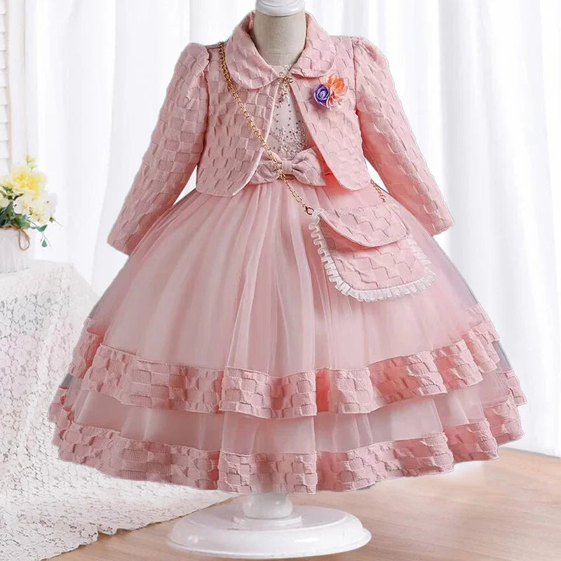 Dress Long sleeved Birthday Party Elegant Evening Dress Performance Fluffy Girl Princess Dress-Dollar Bargains Online Shopping Australia