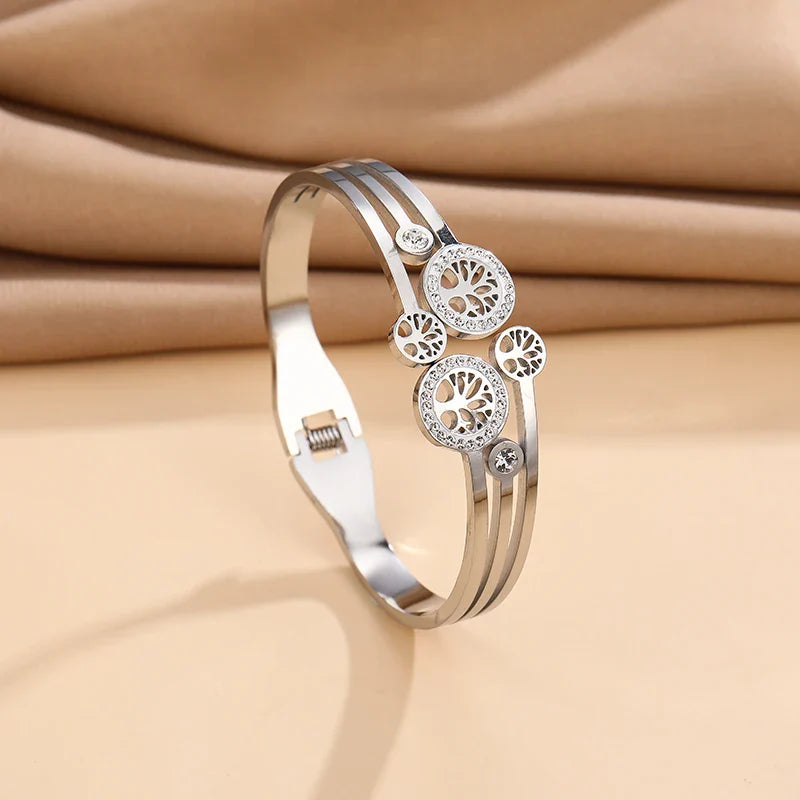 Stainless Steel Bangle Tree Of Life Wristband Two Colors-Dollar Bargains Online Shopping Australia