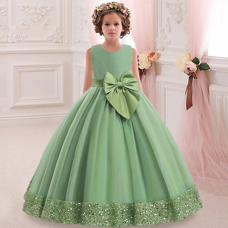 Kids Dress Flower Long Beading Elegant Teenagers Prom Gowns Dresses Girl Party Kid Evening Bridesmaid Princess-Dollar Bargains Online Shopping Australia