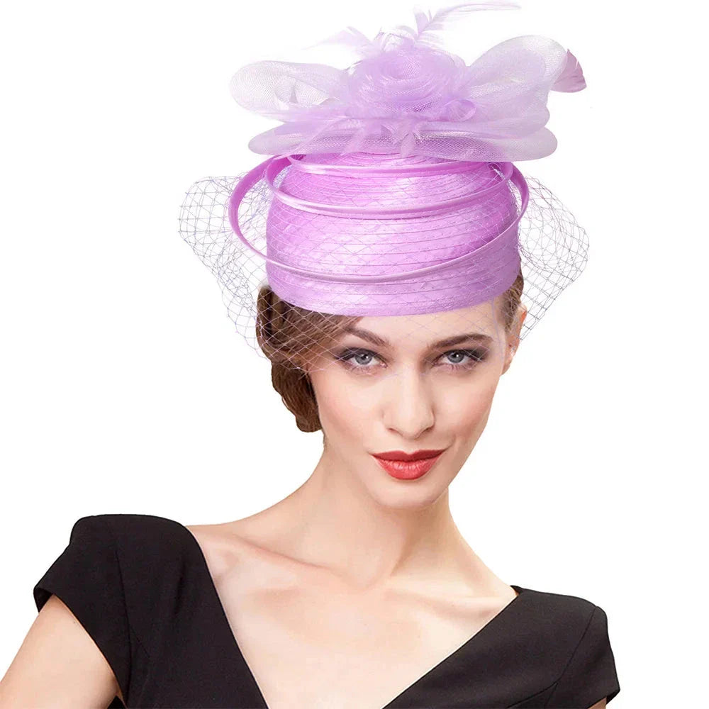 Wedding Church Red Hats Fascinators For Woman With Feather Veil Cocktail Party Headdress Lady Elegant Kentucky Derby Cap-Dollar Bargains Online Shopping Australia