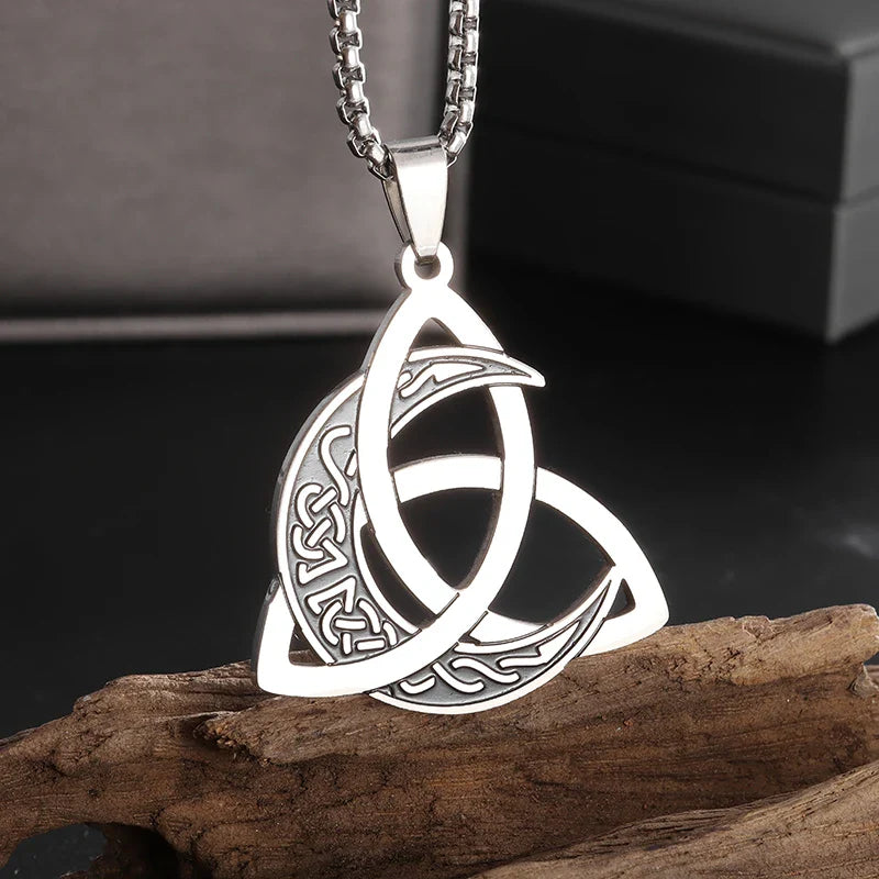 Witch Knot Necklace Stainless Steel Magic Knot Pagan Witchcraft Symbols Pendant Celtic Knot Necklace Jewelry Gifts for Women-Dollar Bargains Online Shopping Australia