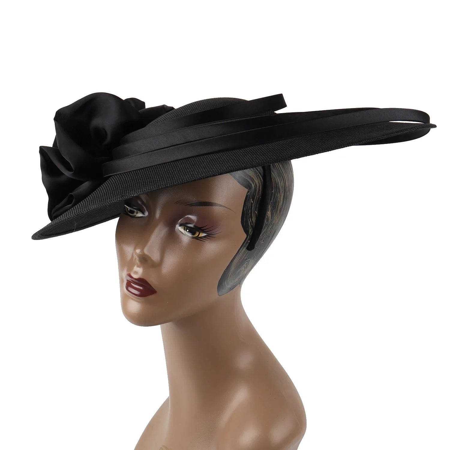Black Large Flower Fascinator Sinamay Church Hat Kentucky Derby Hat Wedding Luxury Headband Hat Cocktail Tea Party for Women-Dollar Bargains Online Shopping Australia