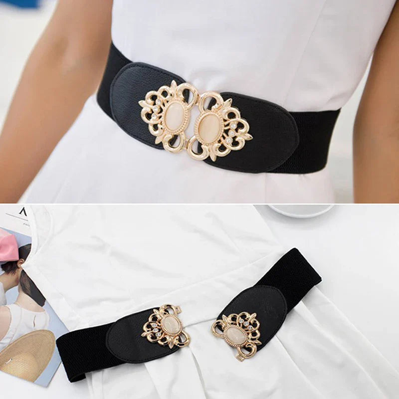 Women Waistband Elastic Wide Waist Belt Elegant Cinch Girdle Dress Sweater Coat Clothing