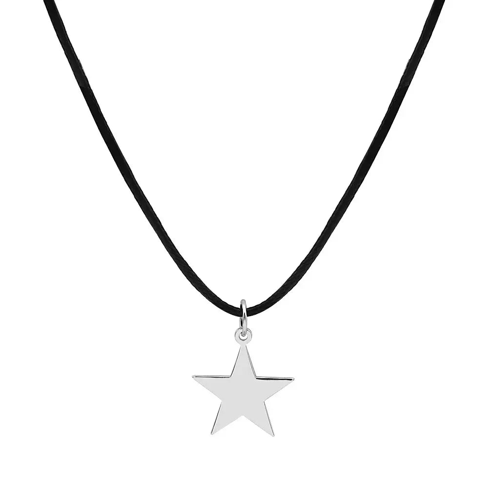Titanium Steel Star Pendant Necklace for Men Women Y2K Hip Hop Cool Hot Girls Beads Chains Choker Korean Fashion Jewelry-Dollar Bargains Online Shopping Australia
