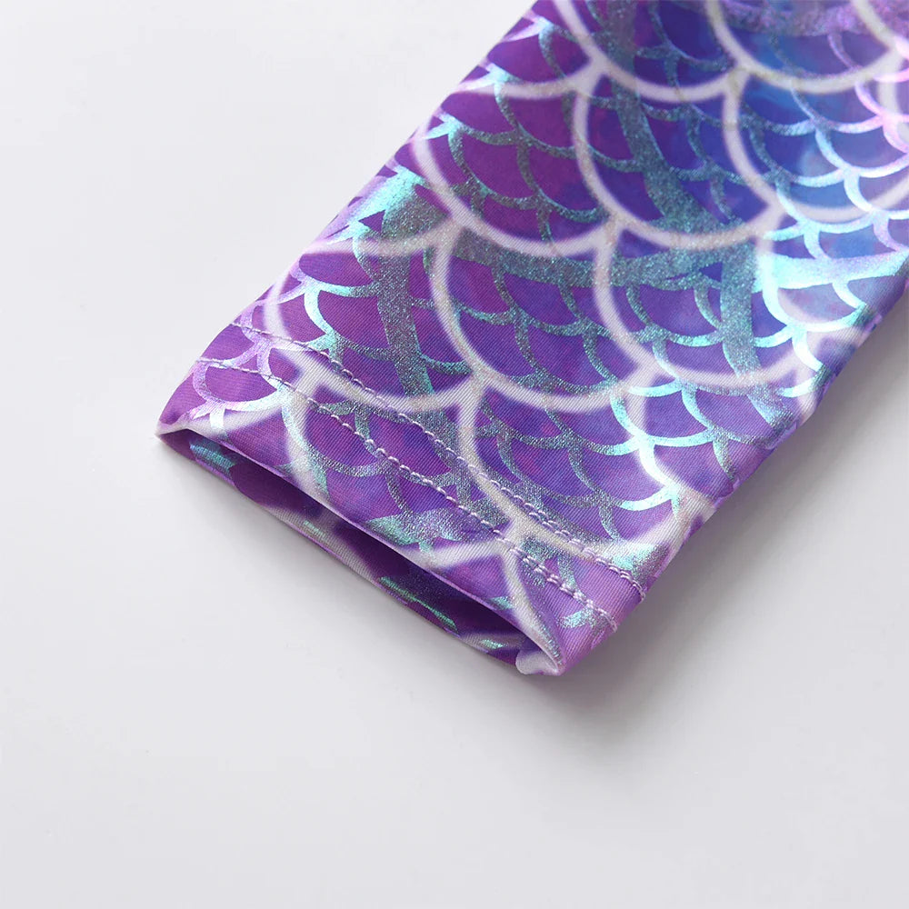 Princess Dress Mermaid Children Birthday Party Girls Dress Irregular Layered Prom Kids Long Sleeve Costumes