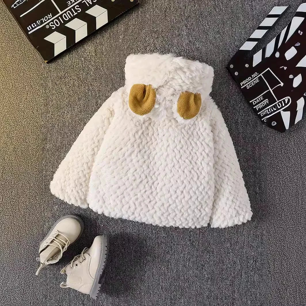 Babies and Children, Boys and Girls, Spring, Autumn and Early Winter Hooded Ears Long Sleeved Zippered Small Jacket