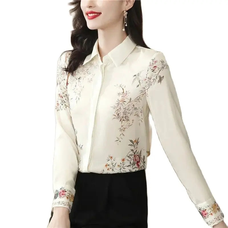 Fashion luxury ladies shirt France style woman printing blouse Long sleeve Tops-Dollar Bargains Online Shopping Australia