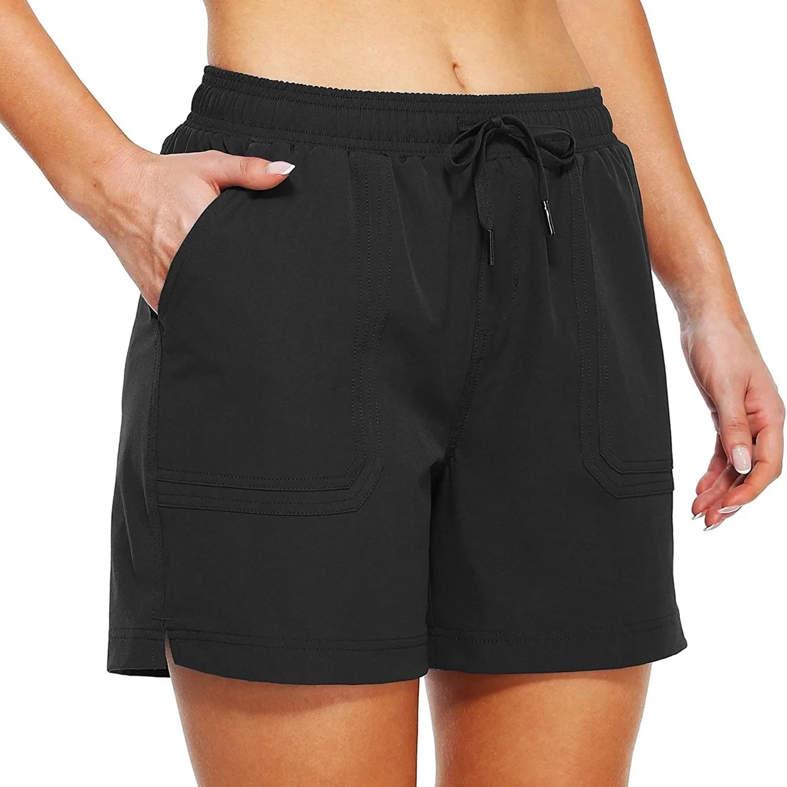 Quick Dry Gym Fitness Sports Shorts Womens Drawstring Shorts Hiking Shorts Multi-Pocket Running Jump Rope Shorts-Dollar Bargains Online Shopping Australia