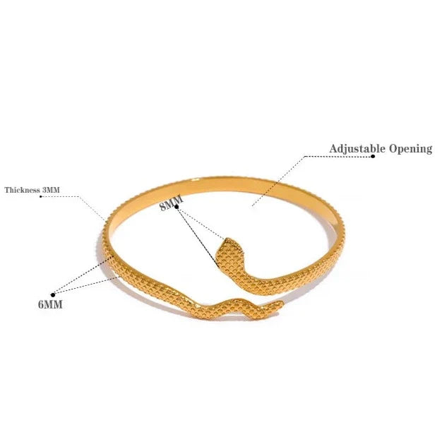 Snake Fashion Open Charm Bracelet Bangle Women Golden Wrist Animal Statement Jewelry Waterproof-Dollar Bargains Online Shopping Australia