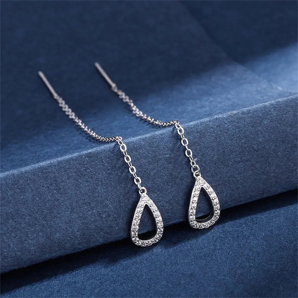 Simple Gold Color Water Drop Long Tassel Earrings For Women Korean Fashion Rhinestone Waterdrop Ear Line Dangle Earring Jewelry-Dollar Bargains Online Shopping Australia