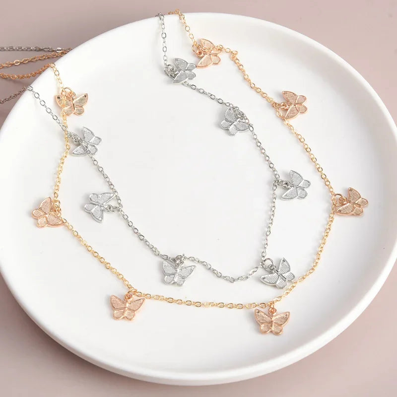 Double Thin Chain Women's Waist Chain Charming Butterfly Stainless Steel Belly Chain Summer Beach Bikini Body Jewelry-Dollar Bargains Online Shopping Australia