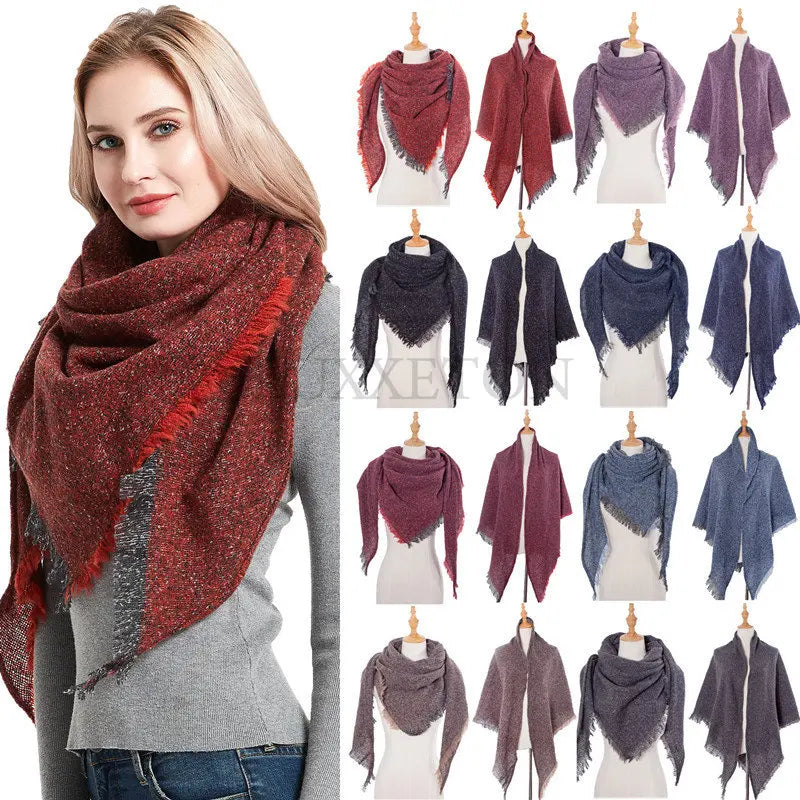 Luxury Cashmere Warm Keeping Women's Pashmina Scarf Solid Color Triangle Shawl Wrapping Dirty Women's Scarf  Scarf, Shawl