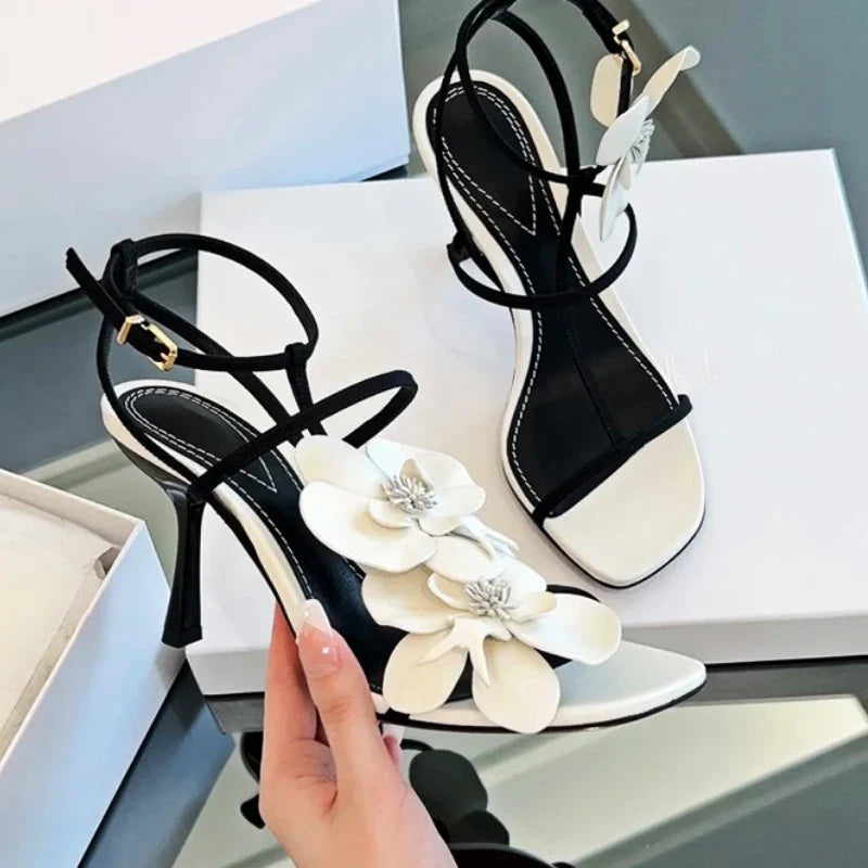 Flower Luxury Designer High Heels Women Fashion Sandals Female Slingback Sandals Women Brand Party Dress Shoes Pumps-Dollar Bargains Online Shopping Australia