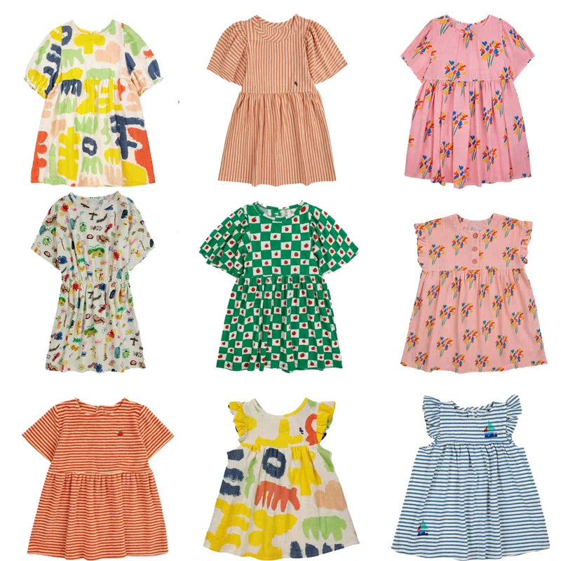 Kids Dress Summer Brand Girls Cute Print Short Sleeve Princess Dress