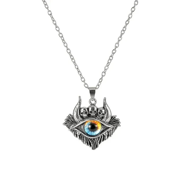 Pentagram shape Devil's Eye Pendant Necklace For Men And Women Punk Retro Non Adjustable Metal Collar Trending Jewelry Gifts-Dollar Bargains Online Shopping Australia