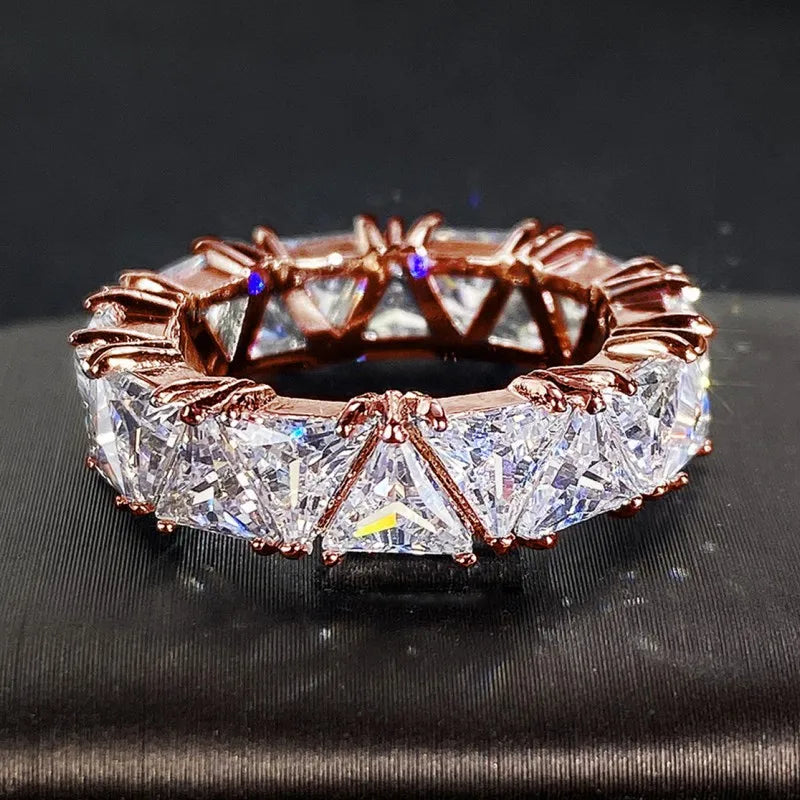 Wedding Band Promise Rings for Women Unique Triangle Cubic Zirconia Design-Dollar Bargains Online Shopping Australia