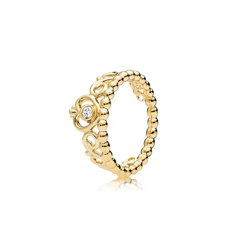 Gold Plated Silver Ring Zircon Sparkling Double Band Heart Finger Ring Women Ring Fine Jewelry