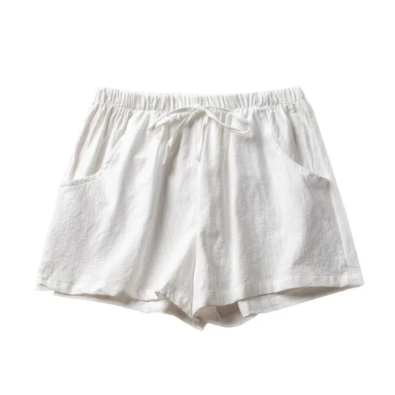 Women Cotton Linen Shorts High Waist Shorts Short Pants Women Fashion Casual Sports Shorts Female