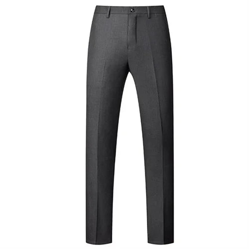 Solid Colour Formal Suit Pants Men's Wedding Office Social Slim Fit Trousers
