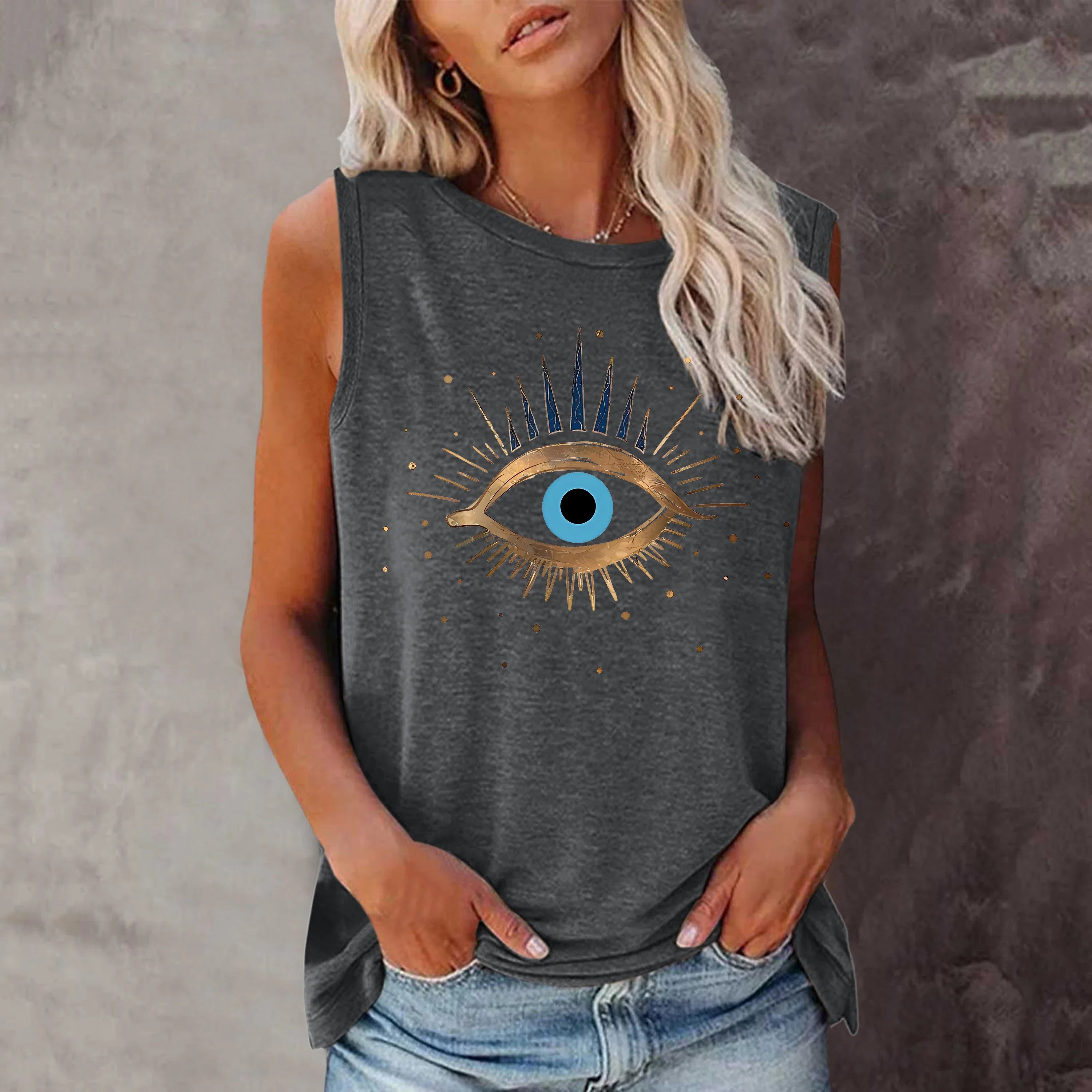Eye T-shirt Short Sleeve Crew Neck Casual Top Women Clothing Y2k Top-Dollar Bargains Online Shopping Australia