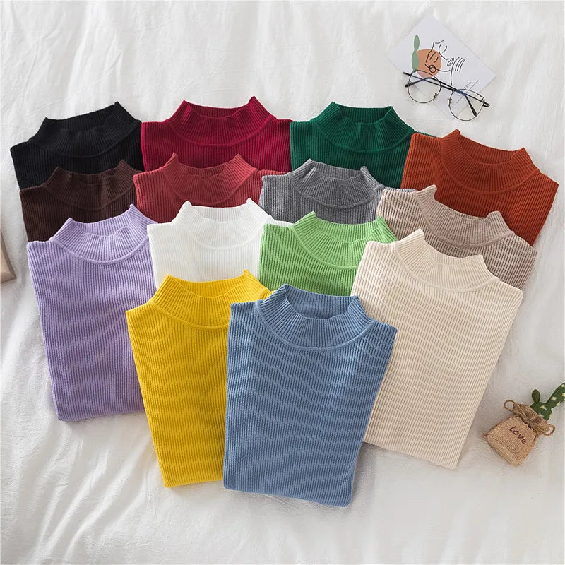 Women Turtleneck Sweater Knitted Soft Pullovers cashmere Jumpers Basic Solid Soft Sweaters Women Autumn Winter Casual Top-Dollar Bargains Online Shopping Australia